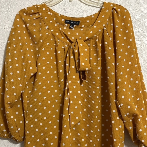 SARA MICHELLE Polka Dot Mustard Blouse - Picture 2 of 5